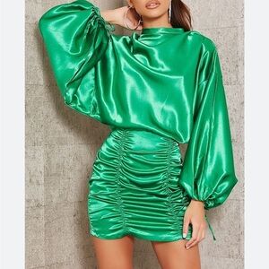 Green Satin Dress